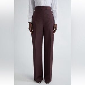 NWT Alexander McQueen Creased Wool Trousers Dark Burgundy Size 0